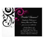 Black and White with Magenta Swirl Accent Custom Invitation