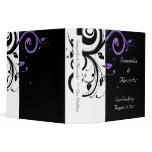 Black and White with Purple Swirl Accent binders