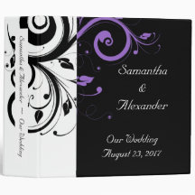 Black and White with Purple Swirl Accent Binders