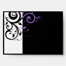 Black and White with Purple Swirl Accent Envelopes