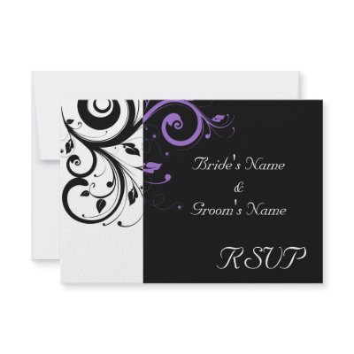 Black and White with Purple Swirl Accent Custom Announcement