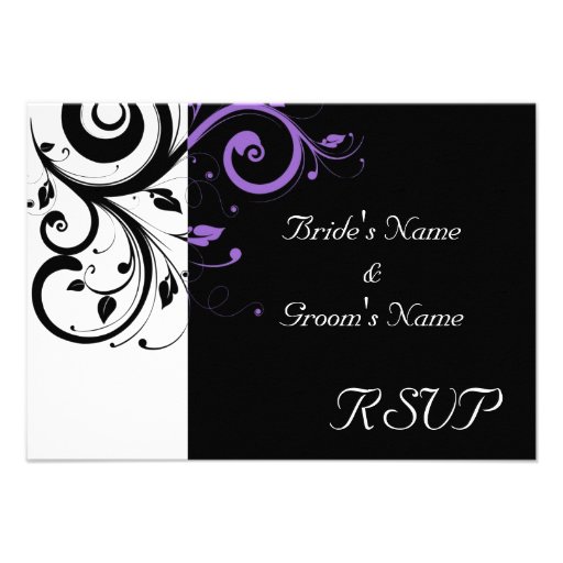 Black and White with Purple Swirl Accent Custom Announcement
