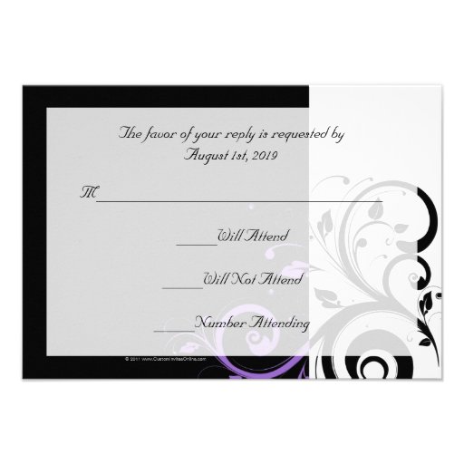Black and White with Purple Swirl Accent Custom Announcement