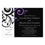 Black and White with Purple Swirl Accent invitations