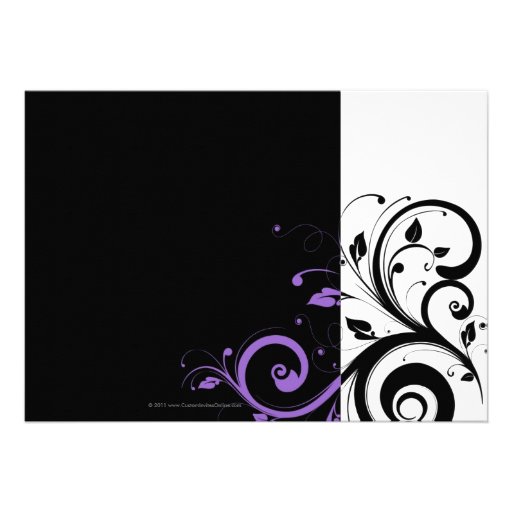Black and White with Purple Swirl Accent Invitation