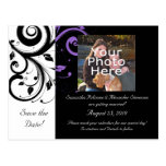 Black and White with Purple Swirl Accent Post Cards