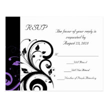 Black and White with Purple Swirl Accent Postcard