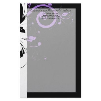Black and White with Purple Swirl Accent Customized Stationery by CustomInvites