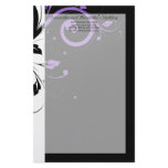 Black and White with Purple Swirl Accent Customized Stationery