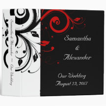 Black and White with Red Reverse Swirl Binder