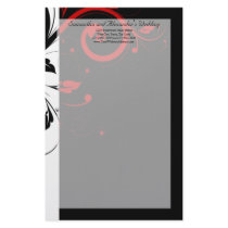 Black and White with Red Reverse Swirl Customized Stationery