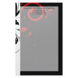 Black and White with Red Reverse Swirl Customized Stationery