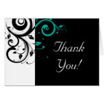 Black and White with Teal Reverse Swirl cards