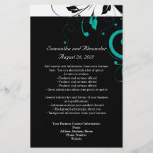 Black and White with Teal Reverse Swirl Flyers