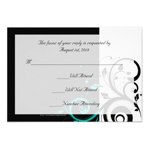 Black and White with Teal Reverse Swirl Announcement