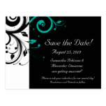 Black and White with Teal Reverse Swirl postcards