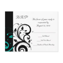 Black and White with Teal Reverse Swirl Postcard