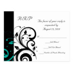 Black and White with Teal Reverse Swirl RSVP postcards