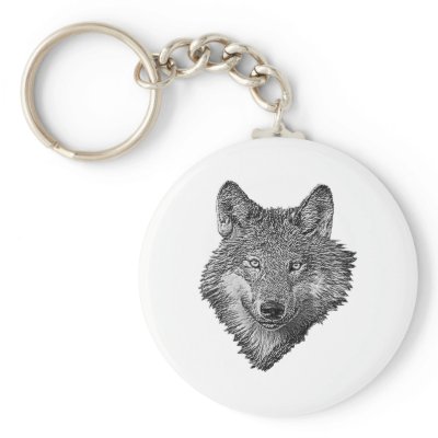 Black and White Wolf Keychains by DogHeaven