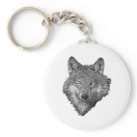 Black and White Wolf Keychains