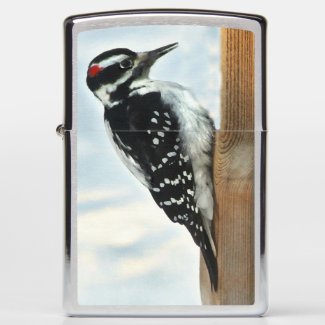 Black and White Woodpecker Bird Zippo Lighter
