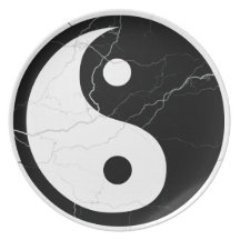 Black and White Yin and Yang Dinner Plate