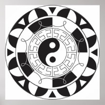 Black And White Yin Yang Pattern Posters