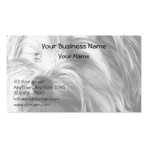 Black and White Yorkshire Terrier Yorkie Portrait Business Cards (front side)