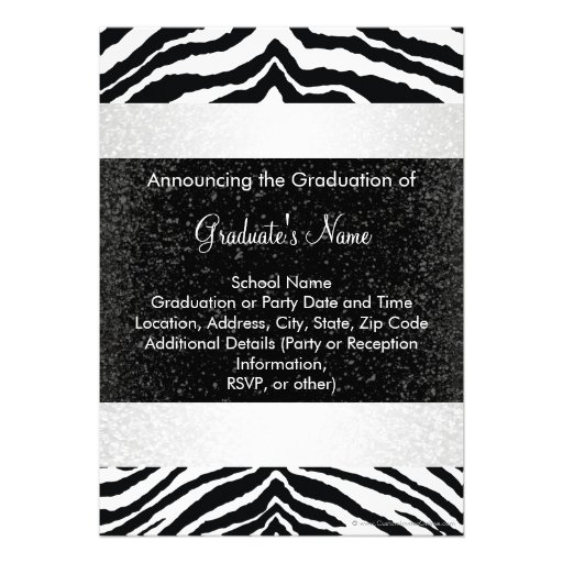 Black and White Zebra Graduation Party Invite