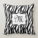 Black and White Zebra Monogram Cushion Pillows