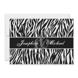 Black and White Zebra Personalised Wedding invitation