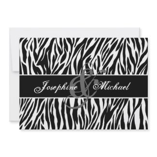 Black and White Zebra Personalised Wedding invitation