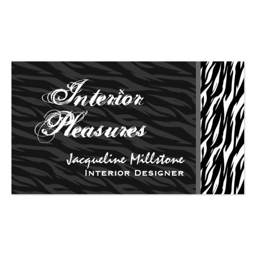 Black and White Zebra Print Business Card (front side)