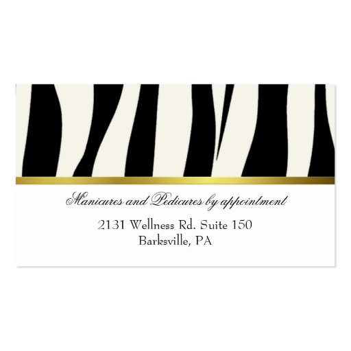 Black and White Zebra Print Business Card (back side)