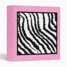 Black and White Zebra Print Pattern. 3 Ring Binder