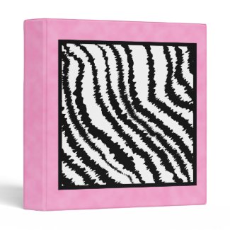 Black and White Zebra Print Pattern. 3 Ring Binder