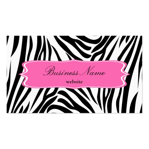 Black and White Zebra Print with Hot Pink Business Card (back side)