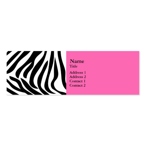 Black and White Zebra Print with Hot Pink Business Card Template (front side)