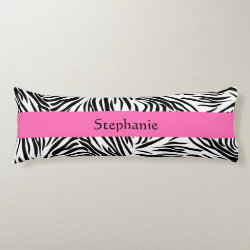 Black and White Zebra Print with Hot Pink Body Pillow