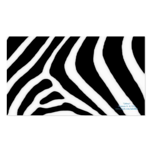 Black and White Zebra Profile Business Card (back side)