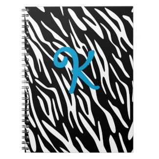 Black and White Zebra Stripe Monogram Notebook