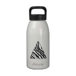 Black and White Zebra Stripe Triangle. Monochrome. Water Bottles