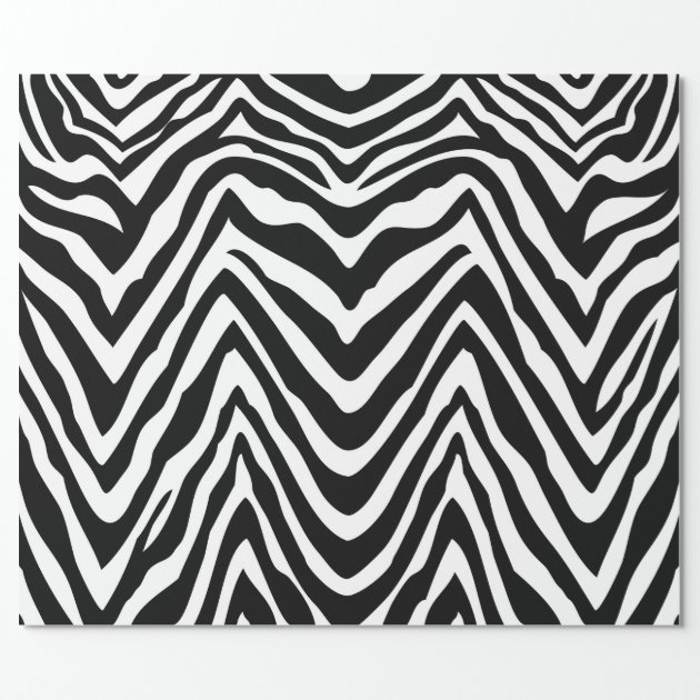 Black and White Zebra Stripes Animal Print Wrapping Paper 2/4