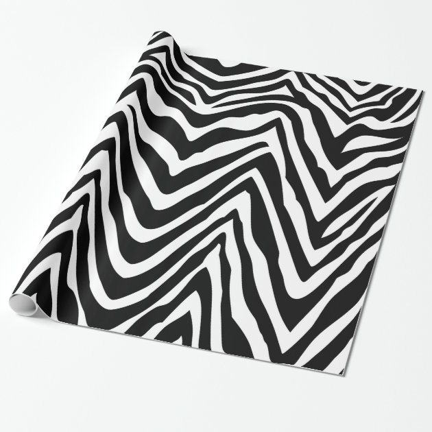 Black and White Zebra Stripes Animal Print Wrapping Paper 1/4