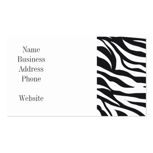 Black and White Zebra Stripes Print Pattern Gifts Business Card Template (front side)