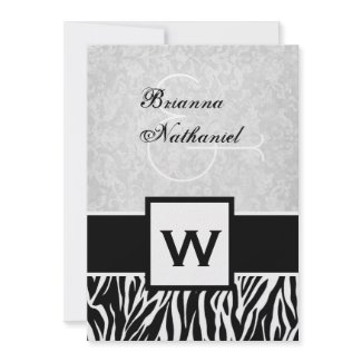 Black and White Zebra Wedding invitation