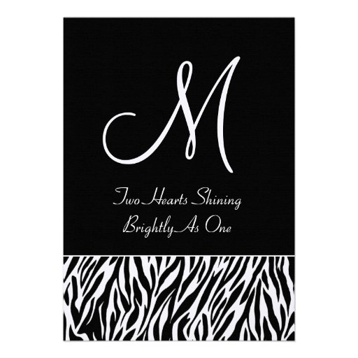 Black and White Zebra Wedding Linen Paper Custom Invite