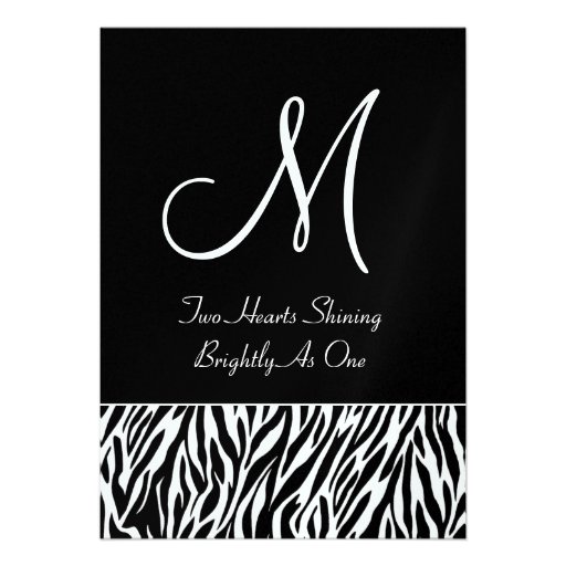 Black and White Zebra Wedding Metallic Paper Personalized Invite