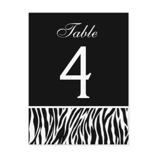Black and White Zebra Wedding Table Number Card postcard