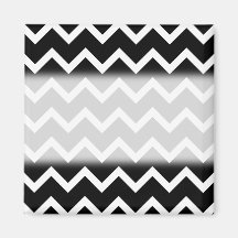 Black and White Zig Zag Pattern. Fridge Magnets